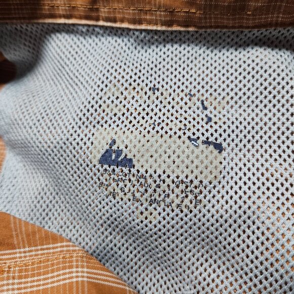 Columbia Orange Striped Button Front Shirt Mens Size Large Short Sleeve Summer - Picture 3 of 5